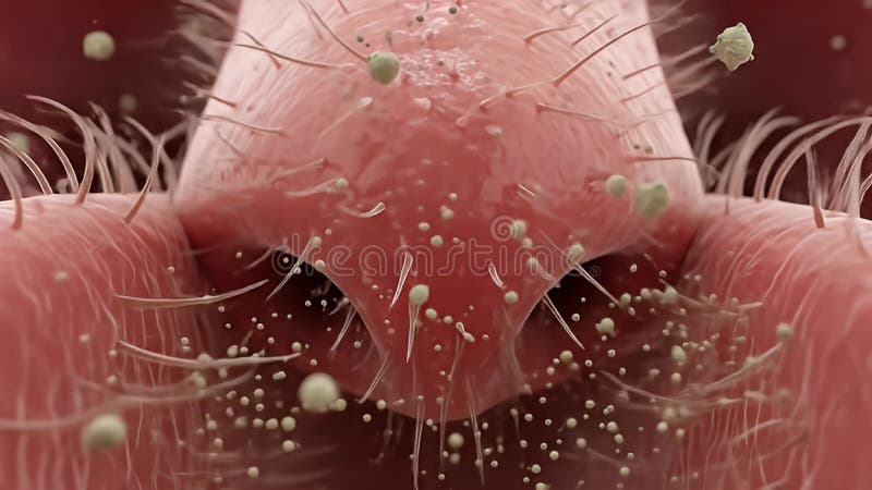 Microscopic View of Dust Particles Entering Nasal Passage royalty free illustration