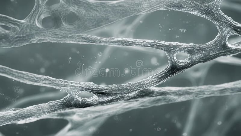Microscopic view of trabecular bone showing osteocytes and lacunae stock illustration