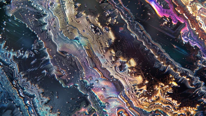 A microscopic view of a thin film of lightresponsive material revealing a pattern of intricate shapes and lines. Some royalty free stock photos