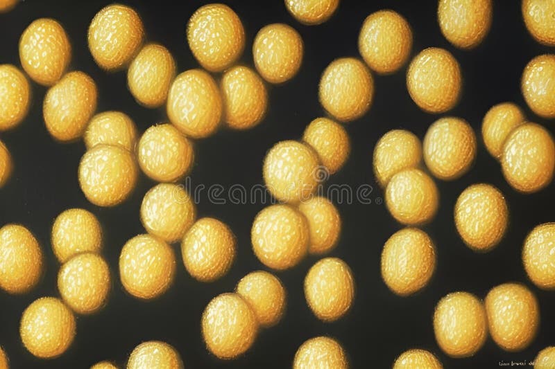 Microscopic View of Yellow Bacteria Cells. Microscopic Background Stock