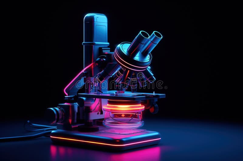 Microscopio futuristico. aie generativa illustrazione vettoriale
