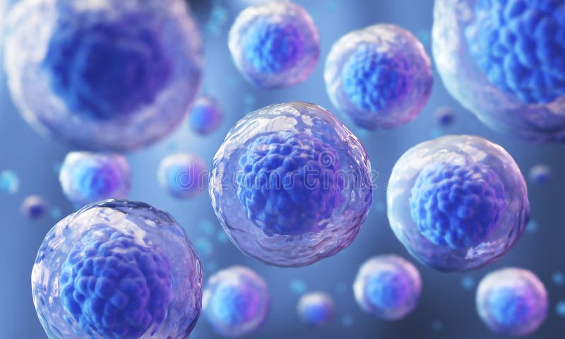 Microscópio da pilha, de células estaminais embrionárias, da ilustração celular da terapia e da regeneração 3d ilustração stock Microscópio da pilha, de células estaminais embrionárias, da ilustração celular da terapia e da regeneração 3d ilustração stock