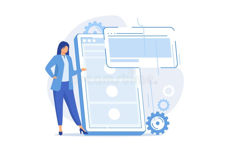 Microsite development Microsite web development, small internet site, graphic design service, landing page vector illustration