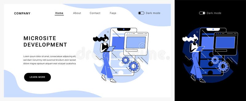 Microsite development vector concept landing page. stock illustration