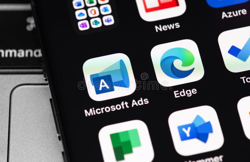 Microsoft Edge Homepage, Logo on the Screen Smartphone Editorial Image