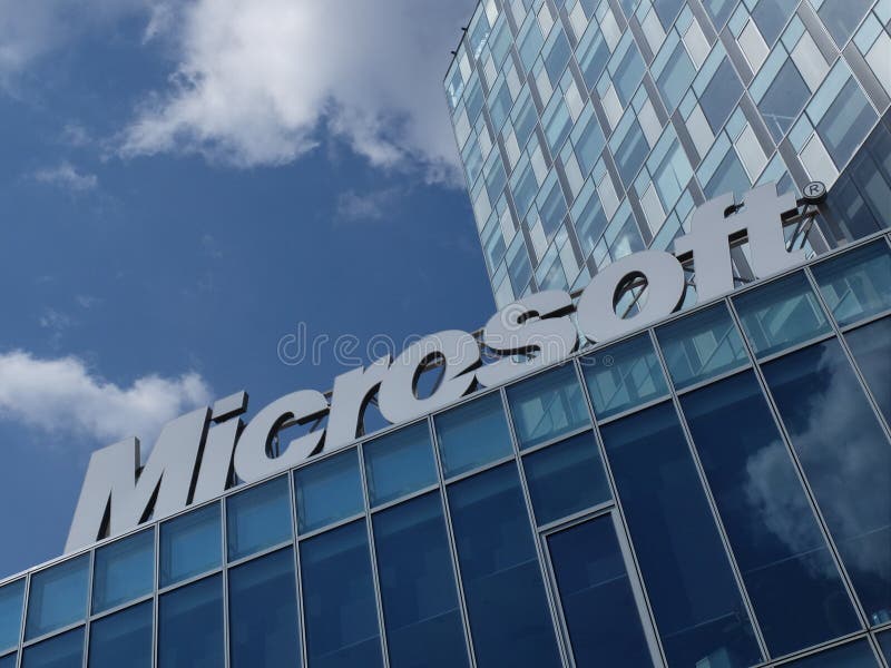 Microsoft Campus buildings editorial photography. Image of retail