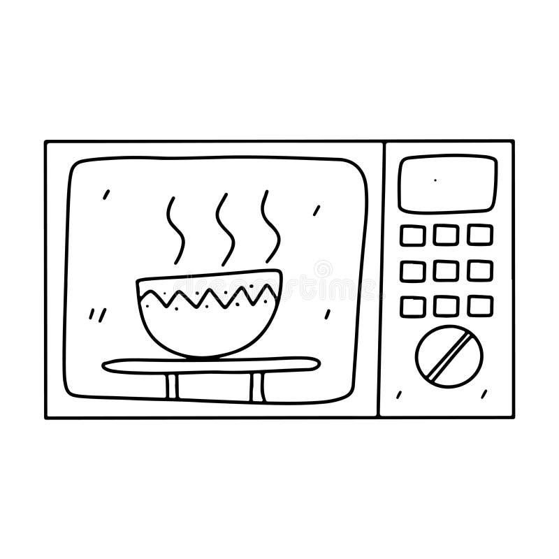 Microwave kitchen appliance cute kawaii cartoon Vector Image