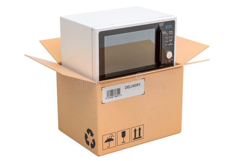 Microwave in cardboard box stock illustration. Illustration of brown