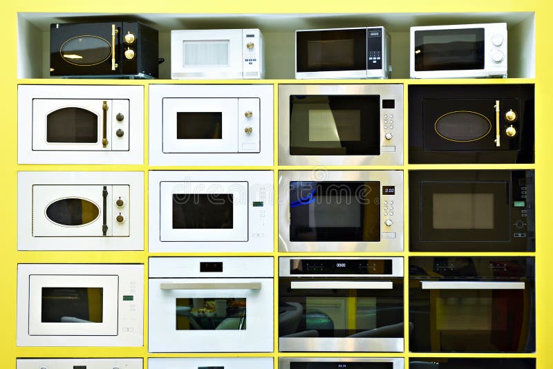 Microwave Ovens on Display at Store Stock Image Image of sale