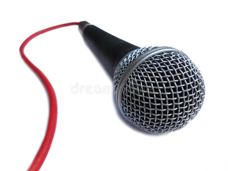 Micrófono para vocal con el cable rojo fotografía de archivo Micrófono para vocal con el cable rojo fotografía de archivo