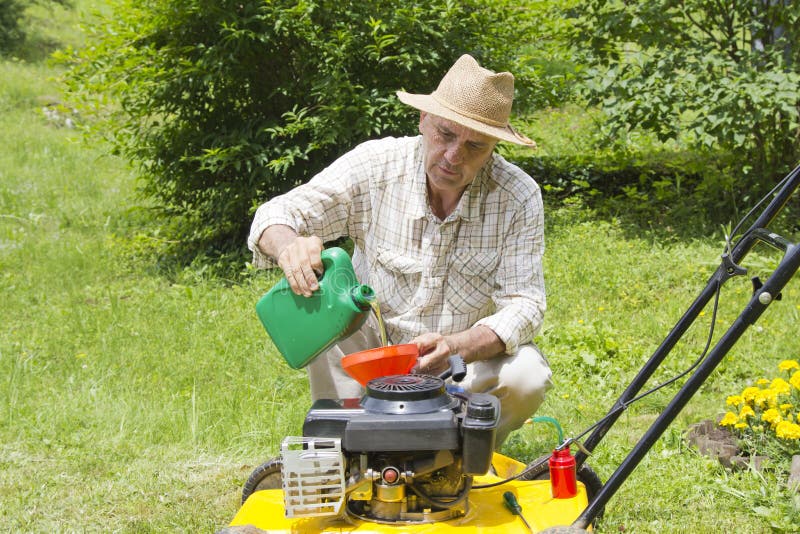 Hand lawn mower stock image. Image of backyard, machine 5439931