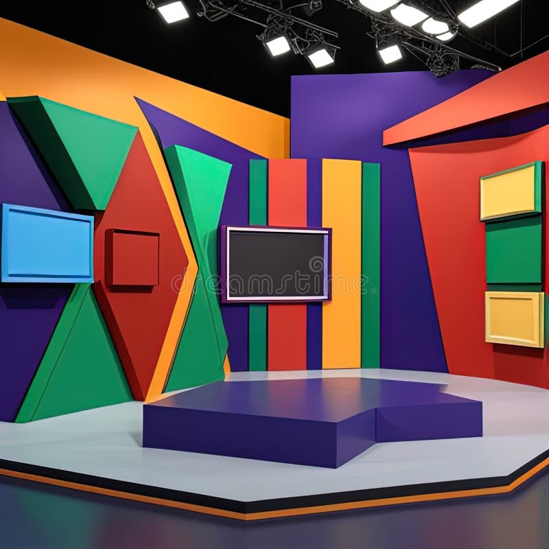 Mid-Century Modern Game Show Stage, Made with Generative AI royalty free stock photos