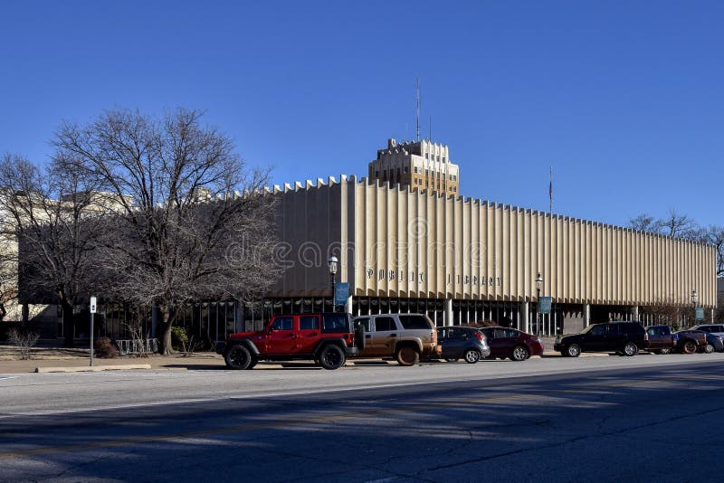 Mid Century Modern Library in Enid Oklahoma Stock Image Image of
