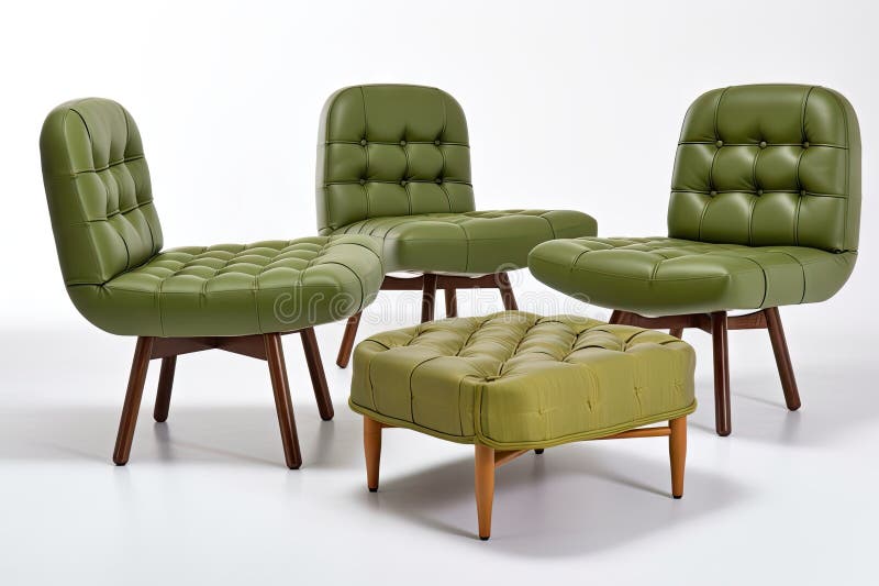 Mid-century Modern Lounge Chairs and Ottomans, Stacked Atop One Another