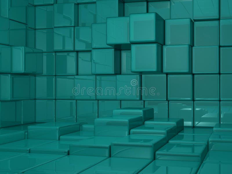 Mid Shot 3D Cube World Green Background