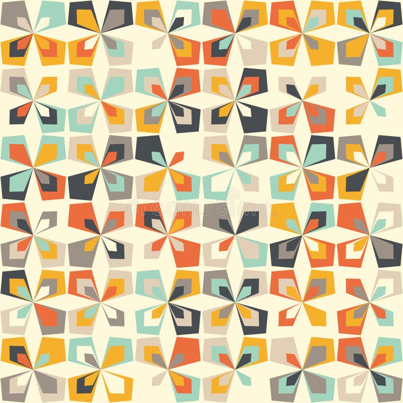 Midcentury geometric retro pattern, vintage colors, retro wallpapers