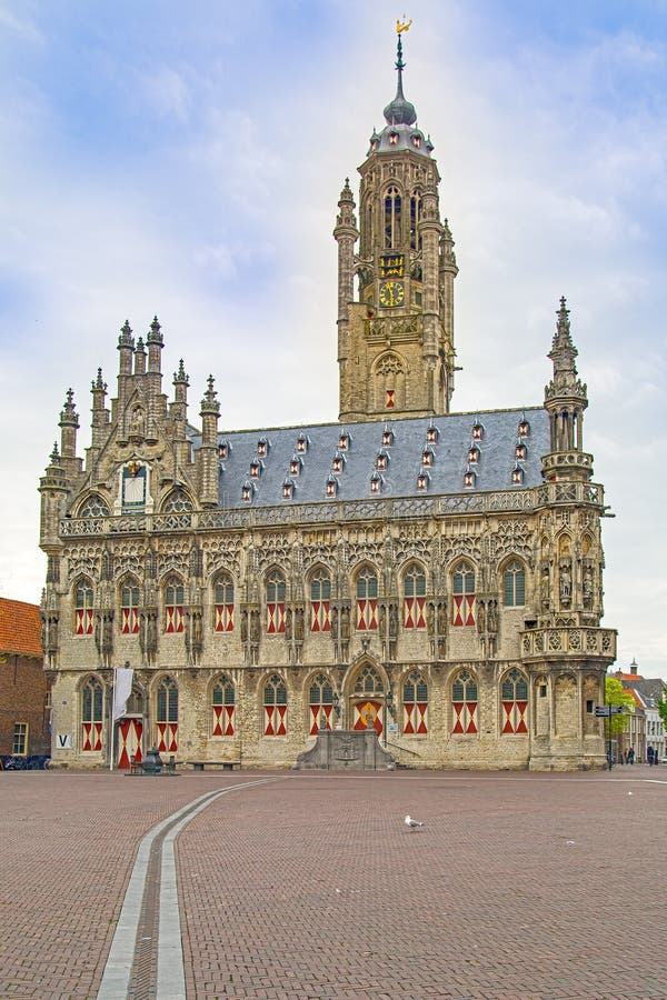 Town hall of Middelburg stock image. Image of hall, sunny 12074337