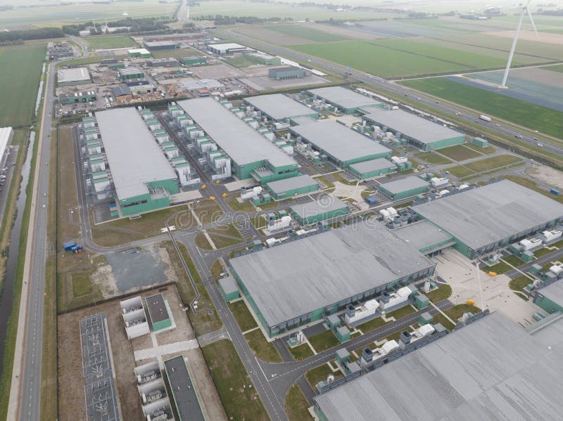 Middenmeer , 29th of August 2022, The Netherlands. Microsoft AMS06 datacenter computing center in Hollands Kroon. Data stock images
