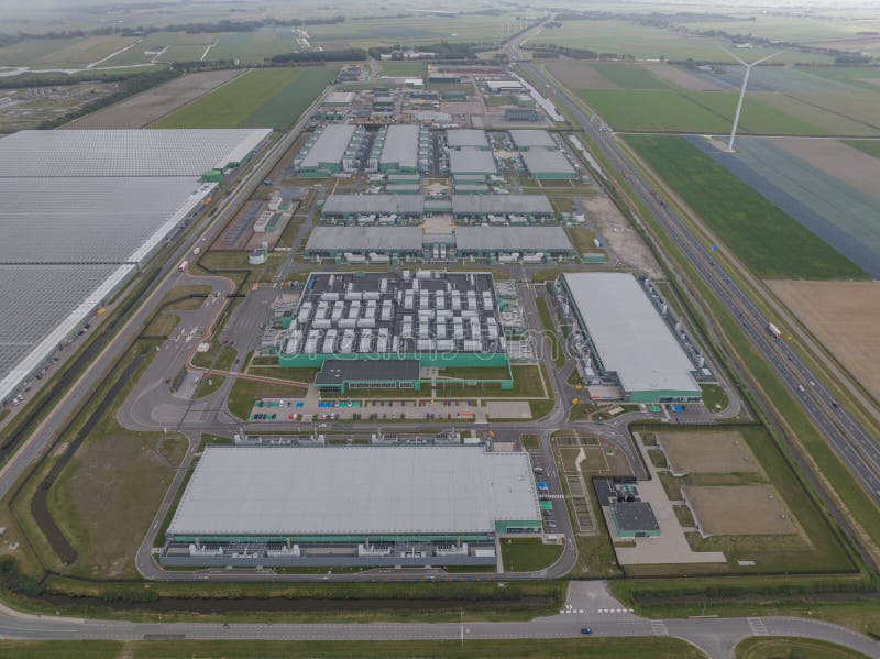 Middenmeer , 29th of August 2022, The Netherlands. Microsoft AMS06 datacenter computing center in Hollands Kroon. Data technology ICT equipment building like servers.