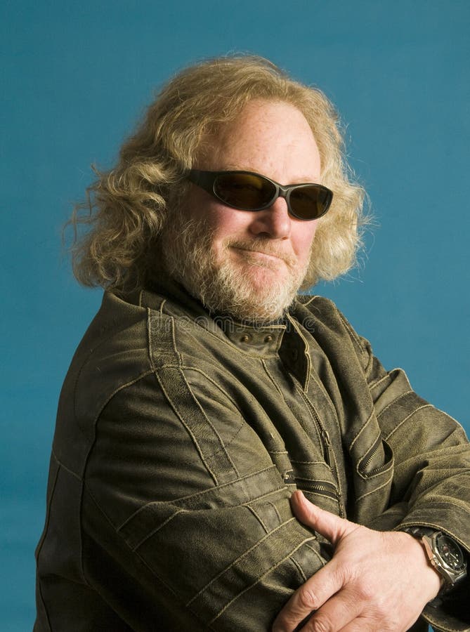 Middle age man leather jacket long hair royalty free stock image Middle age man leather jacket long hair royalty free stock image