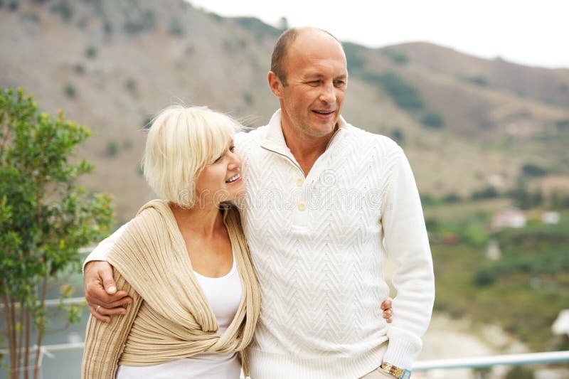 Middle-aged couple outdoors