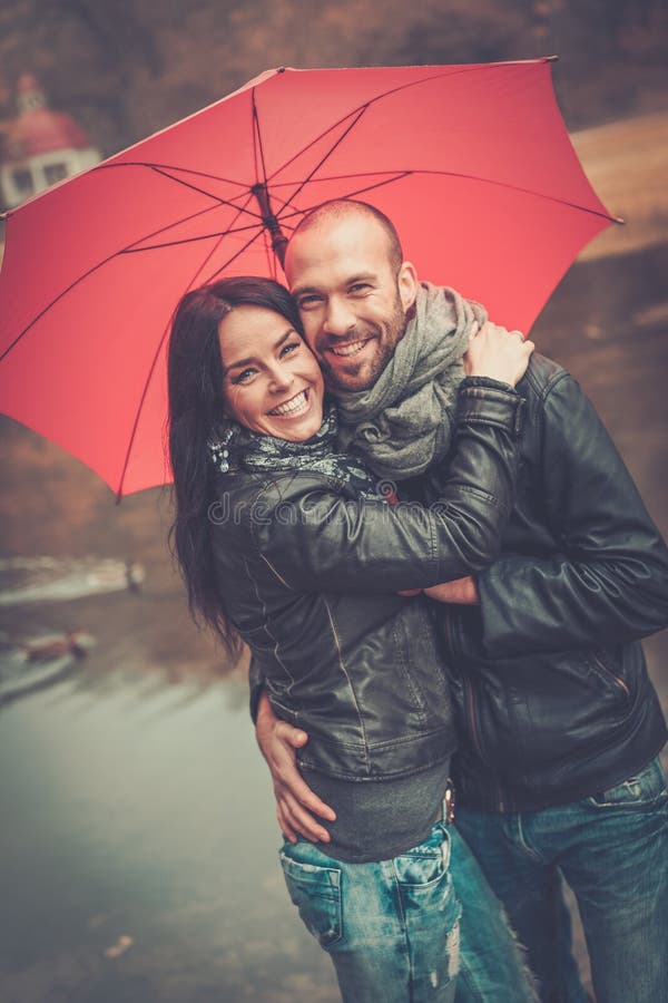 Middle-aged couple outdoors on autumn day