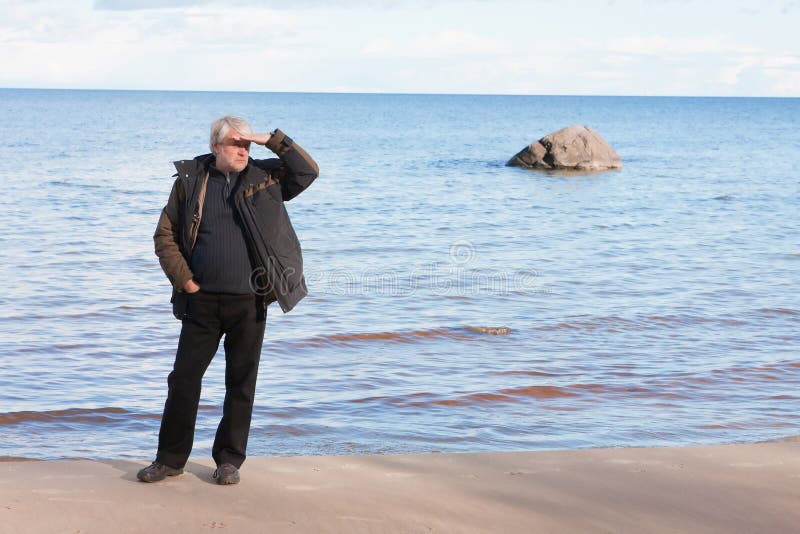 Middle-aged man at the sea.