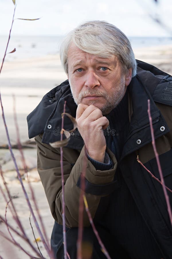 Middle-aged man at the sea.