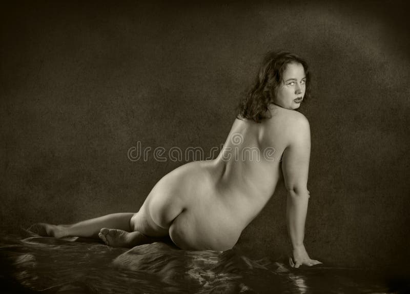 Middle-aged nude woman. 