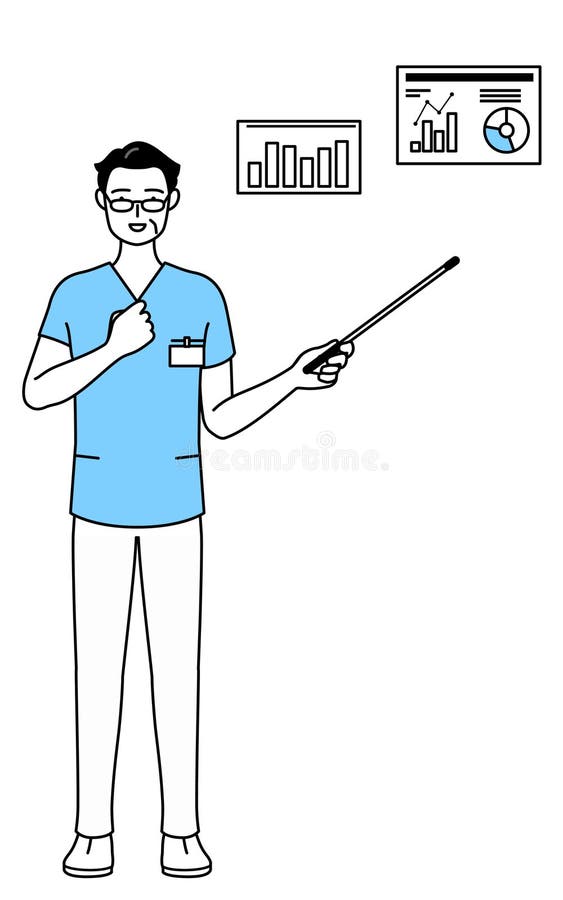 Middle aged, Senior Male nurse, physical therapist, occupational therapist, speech therapist, nursing assistant in Uniform vector illustration