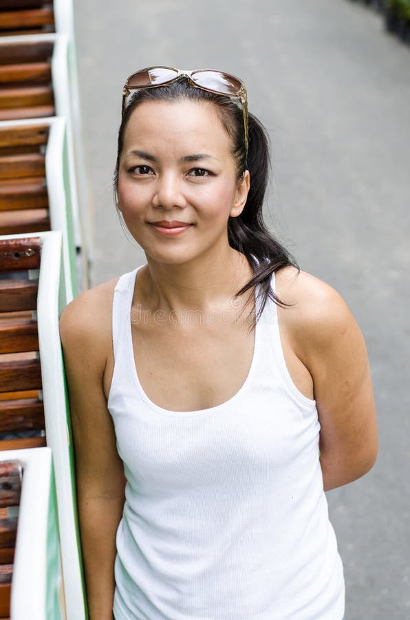 Middle - Aged Thai Attractive Woman. Stock Photo - Image of adult, girl