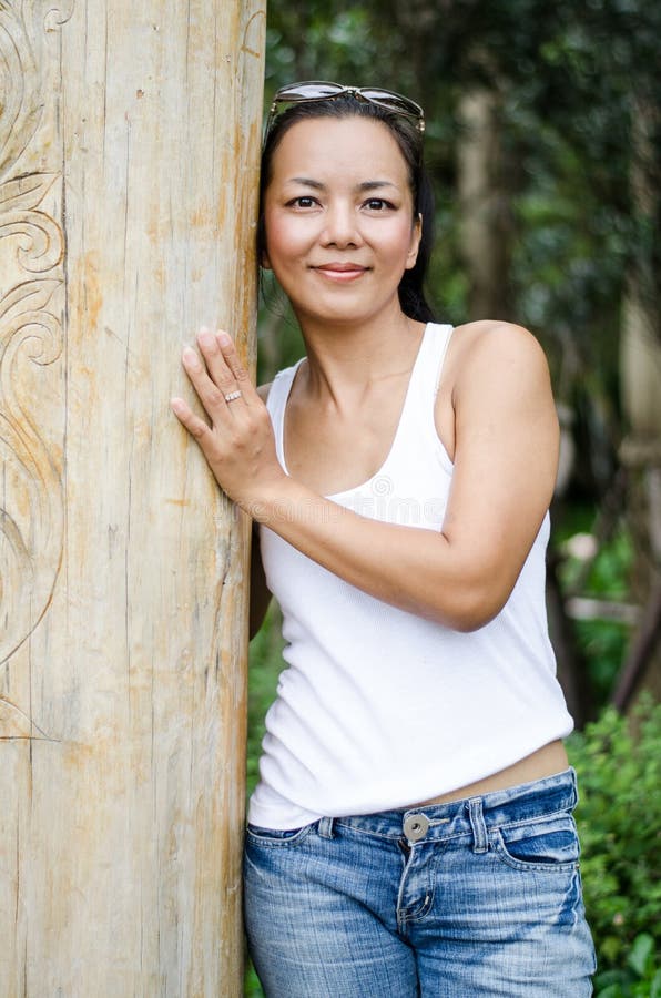 Middle - Aged Thai Attractive Woman. Stock Image - Image of asian
