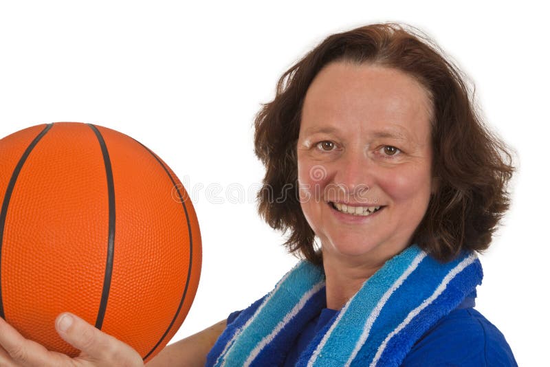 Middle aged woman with basketball