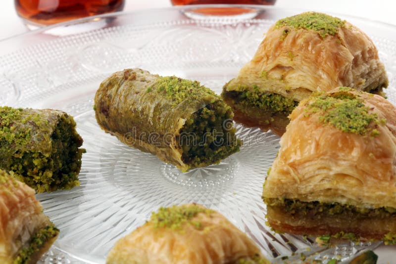 Middle Eastern Or Arabic Dishes Turkish Dessert Baklava With Pistachio