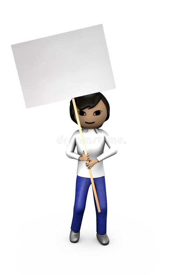 Middle-Eastern Asian 3D Guy Holding Blank Placard vector illustration