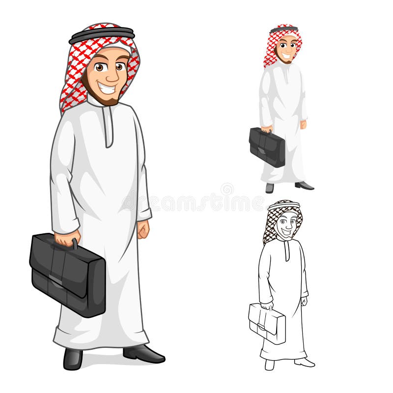 Middle Eastern Businessman Holding a Briefcase vector illustration