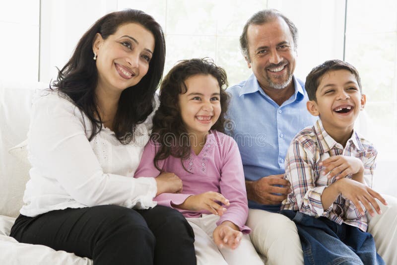Middle Eastern couple with their grandchildren stock photography