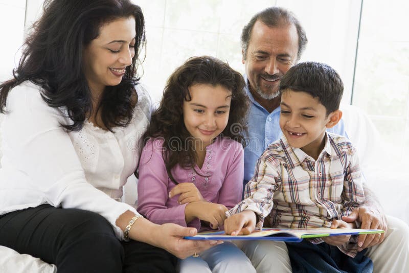 Middle Eastern couple with their grandchildren royalty free stock photography