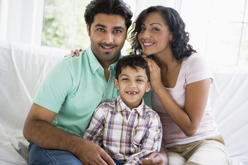 Middle Eastern couple with their son stock photography
