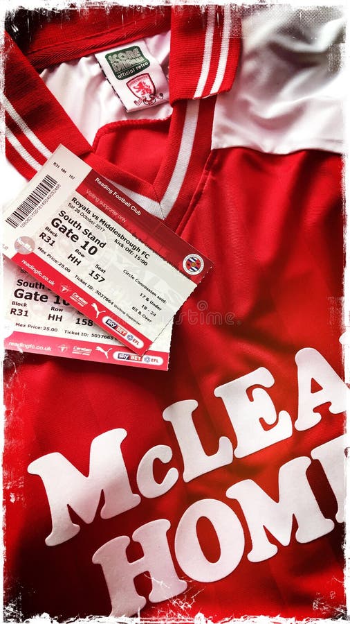 Middlesbrough retro football shirt with match tickets stock images Middlesbrough retro football shirt with match tickets stock images