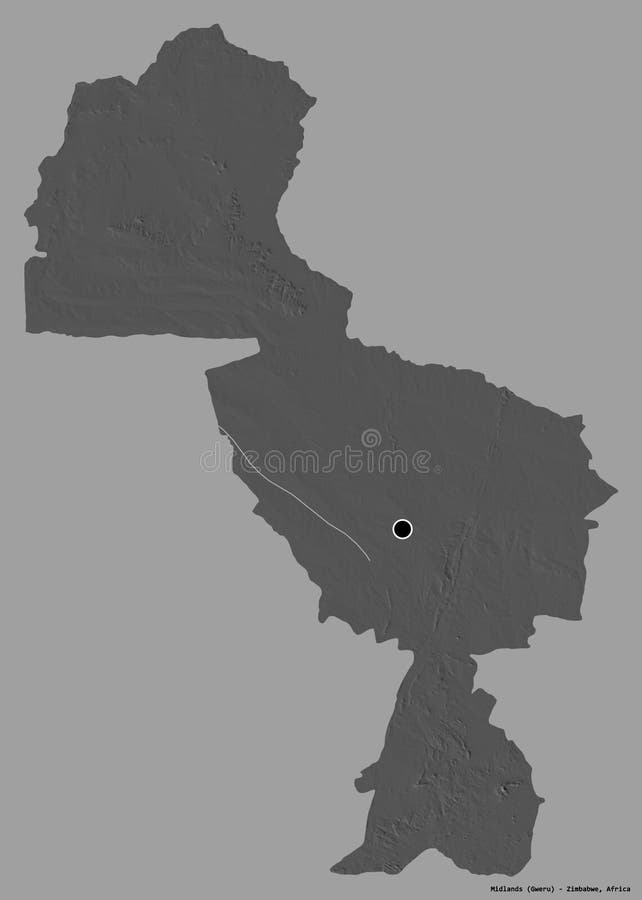 Midlands, province of Zimbabwe, on solid. Bilevel. Shape of Midlands, province of Zimbabwe, with its capital isolated on a solid color background. Bilevel vector illustration Midlands, province of Zimbabwe, on solid. Bilevel. Shape of Midlands, province of Zimbabwe, with its capital isolated on a solid color background. Bilevel vector illustration