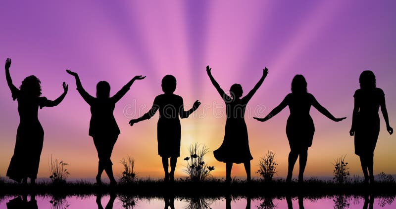 Midle-aged women silhouettes concept of diversity