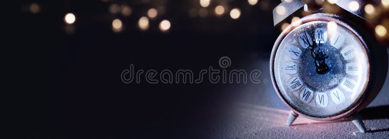 Midnight Countdown with a Alarm Clock Stock Image Image of lights