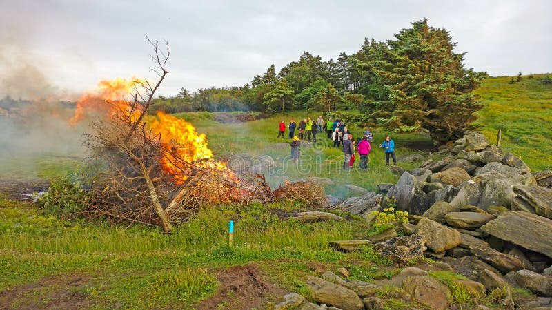 Midsummer evening bonfire Norway stock photography Midsummer evening bonfire Norway stock photography
