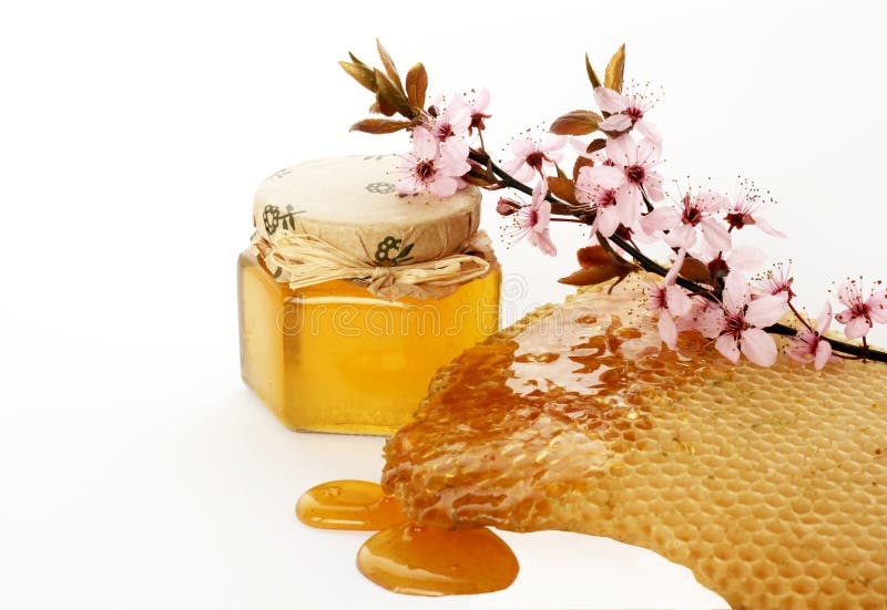 Healthy delicious bee honey and flower. Healthy delicious bee honey and flower