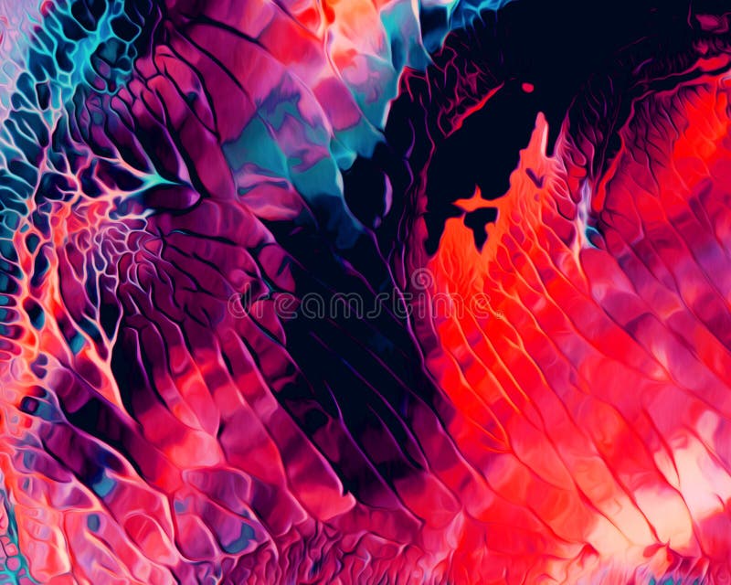 Mieszanie koloru pomarańczowego i purpurowego, abstrakcyjne tło malowania Art Ink Paint Rozwiń kolorowe Fantasy ilustracji