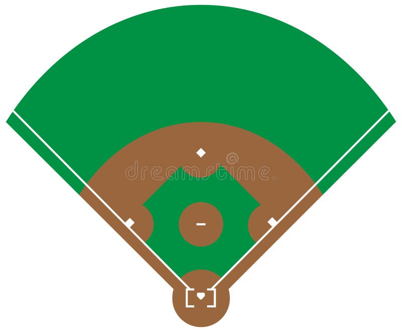 Mieszkanie baseballa trawy zielony pole Baseball baza z kreskowym szablonem Wektorowy stadium royalty ilustracja