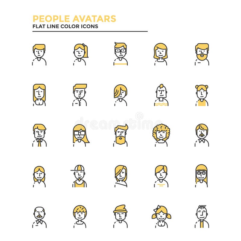 Mieszkanie ikon avatars Kreskowi ludzie ilustracji Mieszkanie ikon avatars Kreskowi ludzie ilustracji