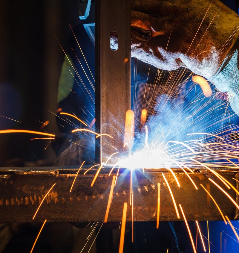 MIG welding in a factory