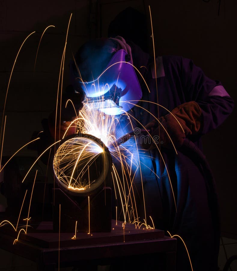 MIG welding steel pipe stock image. Image of engineering 17387913